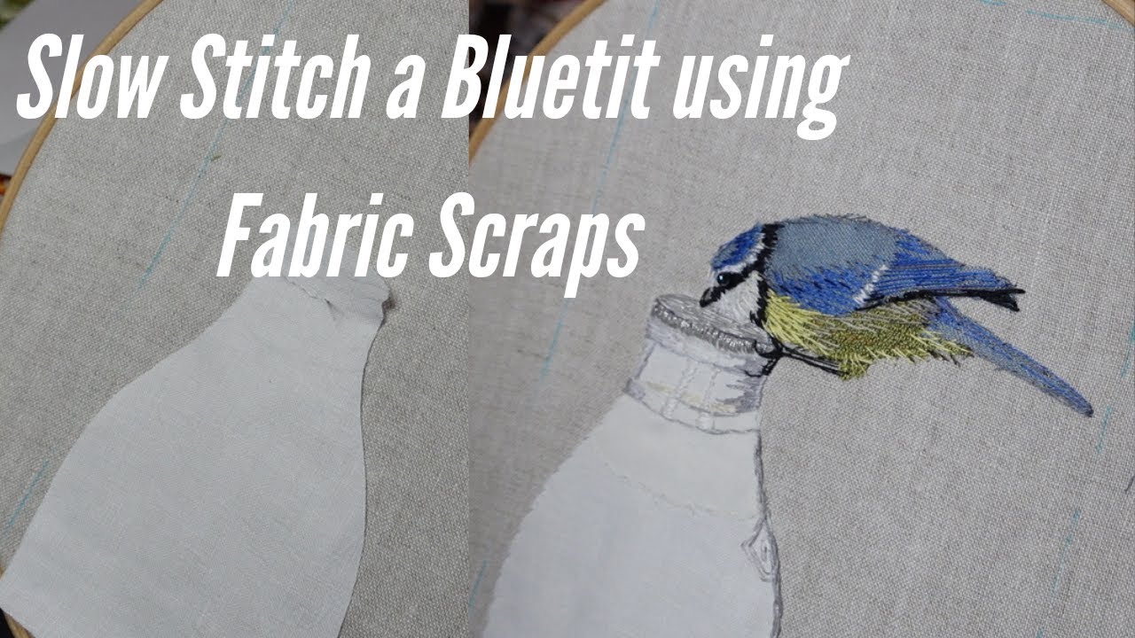 Transforming Fabric Scraps into this Nostalgic Scene: A Slow Stitch Bluetit