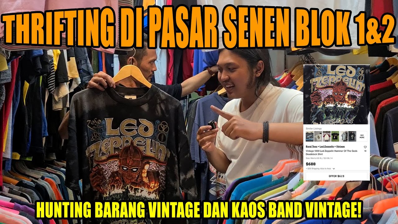 HUNTING KAOS BAND VINTAGE  SEHARGA 9JUTAN GOKIL!! - THRIFTING PASAR SENEN BLOK 1 & 2