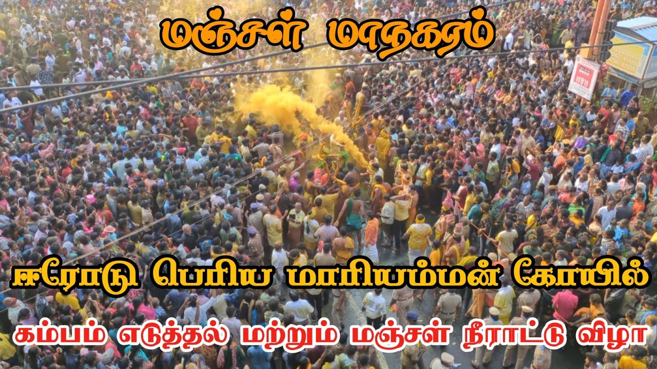 🔥ஈரோடு பெரிய மாரியம்மன் கோயில் கம்பம் எடுத்தல் & மஞ்சள் நீராட்டு திருவிழா