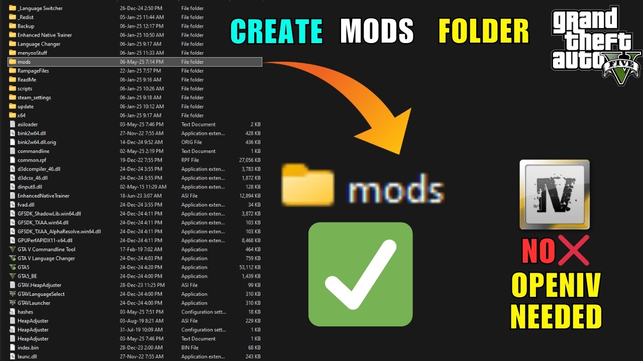 How to Make MODS Folder in GTA V (2025) | Without OpenIV