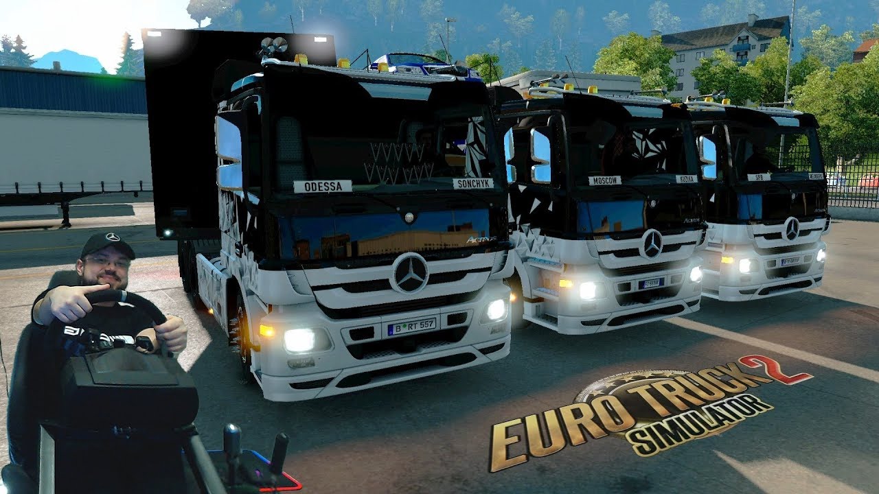 Конвой на Актросах в онлайне - Euro Truck Simulator 2 + руль Fanatec ClubSport V2.5
