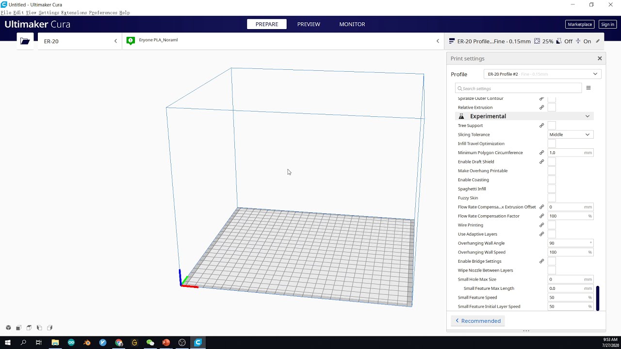 ER 20 Cura Profile Setup Guide