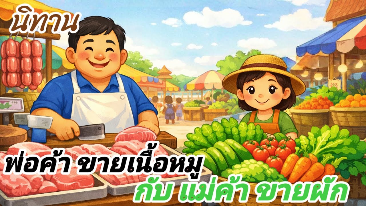 นิทาน🌼พ่อค้าขายเนื้อหมูกับแม่ค้าขายผัก🌼#นิทาน #นิทานพื้นบ้าน #นิทานก่อนนอน #นิยายเสียง #มาแรง 