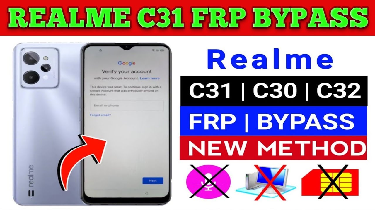 Realme c31 Frp bypass 2025. Google Account Bypass without computer New method 