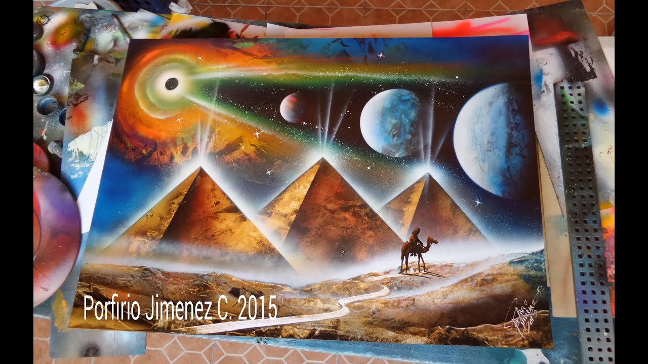 Pyramids spray paint art