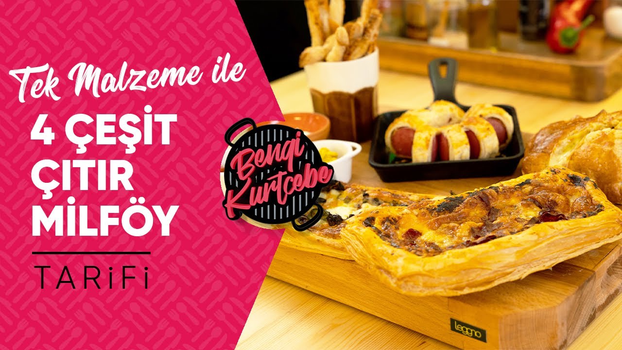 Tek Malzeme İle 4 Çeşit Çıtır Milföy Tarifi | Kaşarlı, Şarküterli, Sosisli ve Milföy Pizza