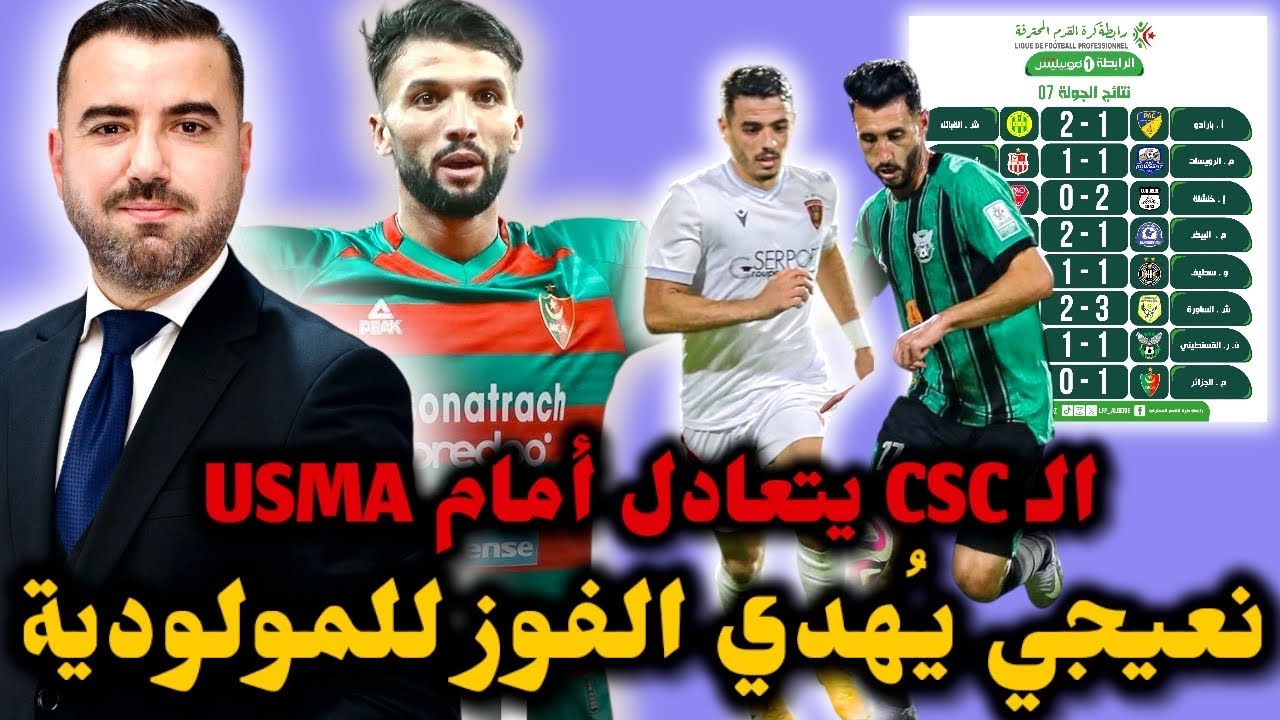 🚨نعيجي هداف والمولودية تفوز على ترجي مستغانم🔥 الـ CSC وUSMA يفترقان على التعادل والساورة في الصدارة