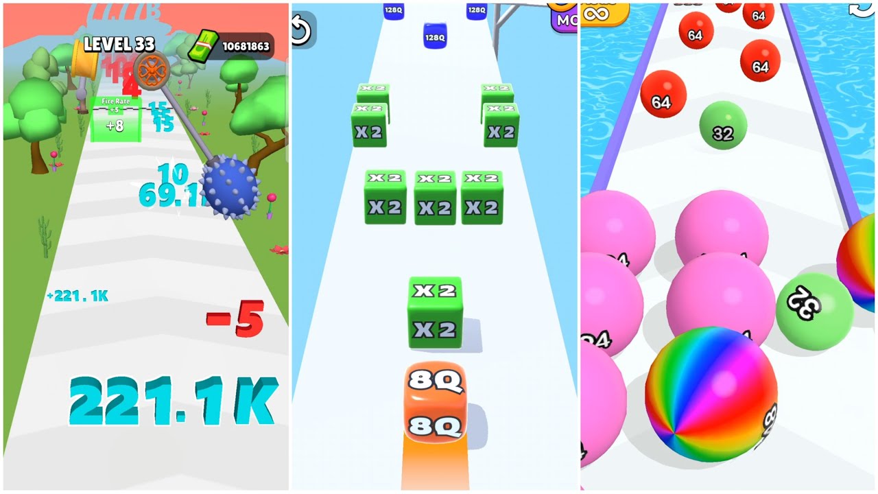 Jelly Run 2048 vs Number Run vs Rolling Ball 🔥 | 128g → 273B → 2048 | Ultimate Merge Race