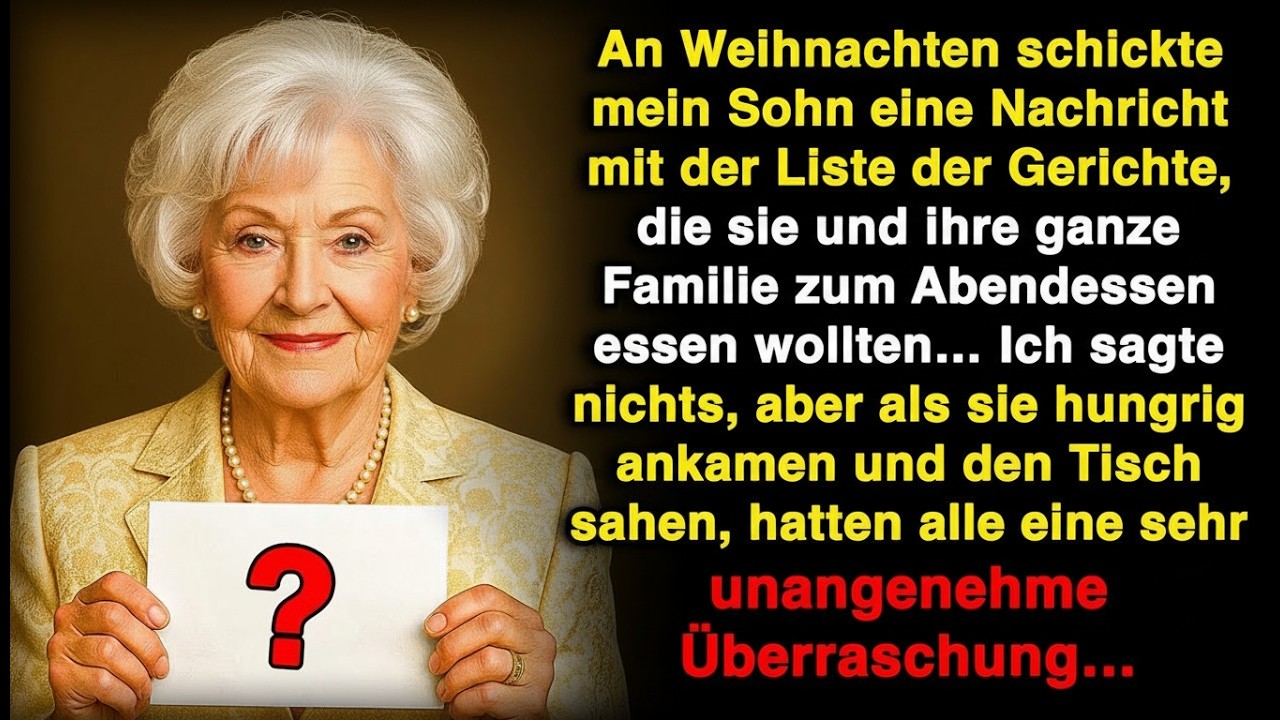 An Weihnachten schickte mein Sohn eine Nachricht mit der Liste der Abendessen-Gerichte!