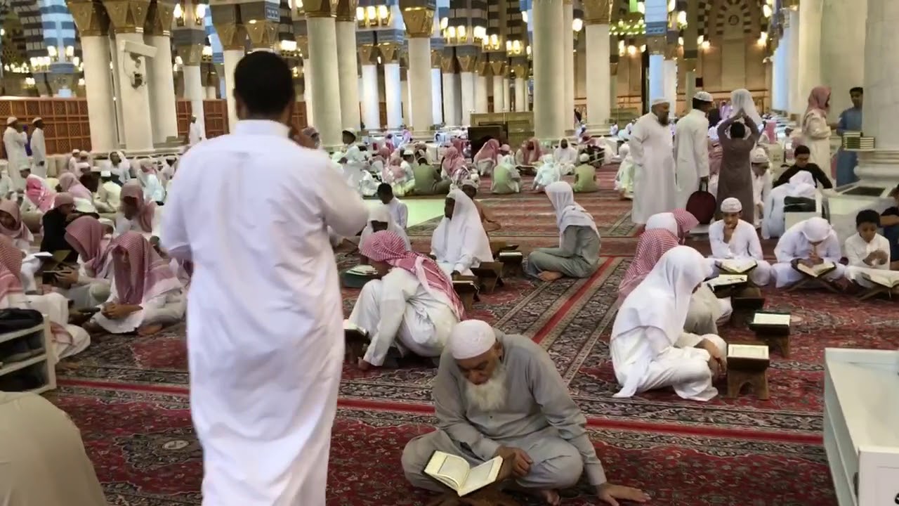 منظر يشرح الصدر حلقات تحفيظ وتعليم  القرآن بالمسجد النبوي - رابط التسجيل https://reg.gm.edu.sa/Acco