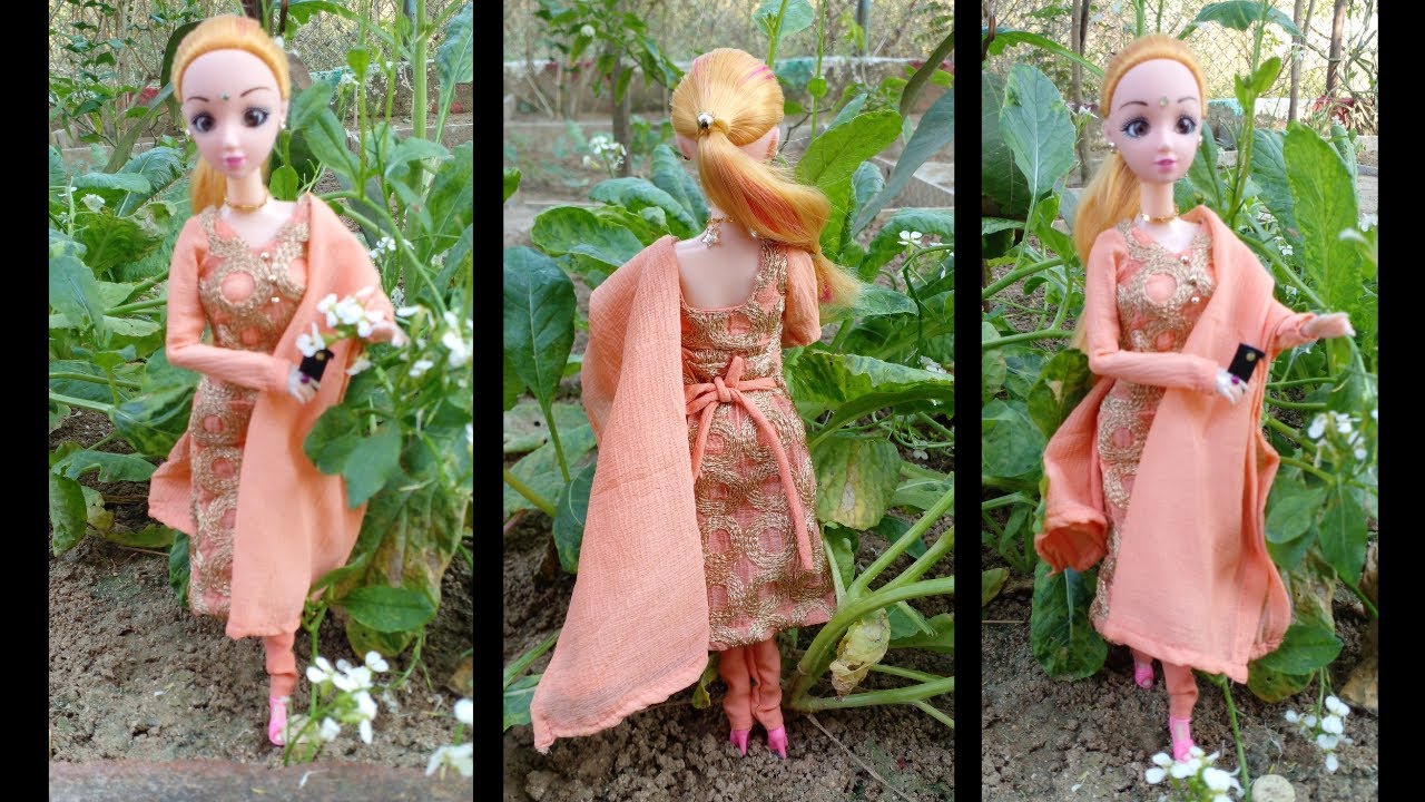 Party Wear Anarkali Salwar Suit for Doll.. #DIYBarbie