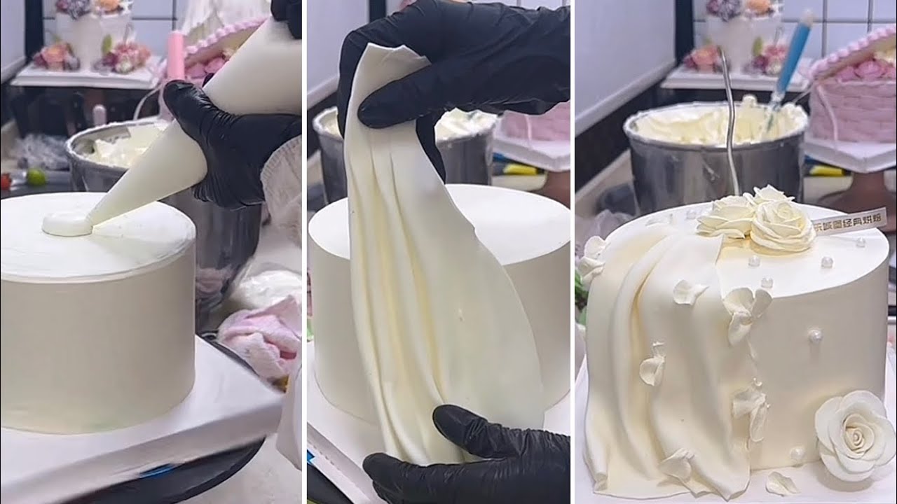Торт в виде корзинки, украшенный мастикой и кремом из сливочного масла | Пошаговое украшение