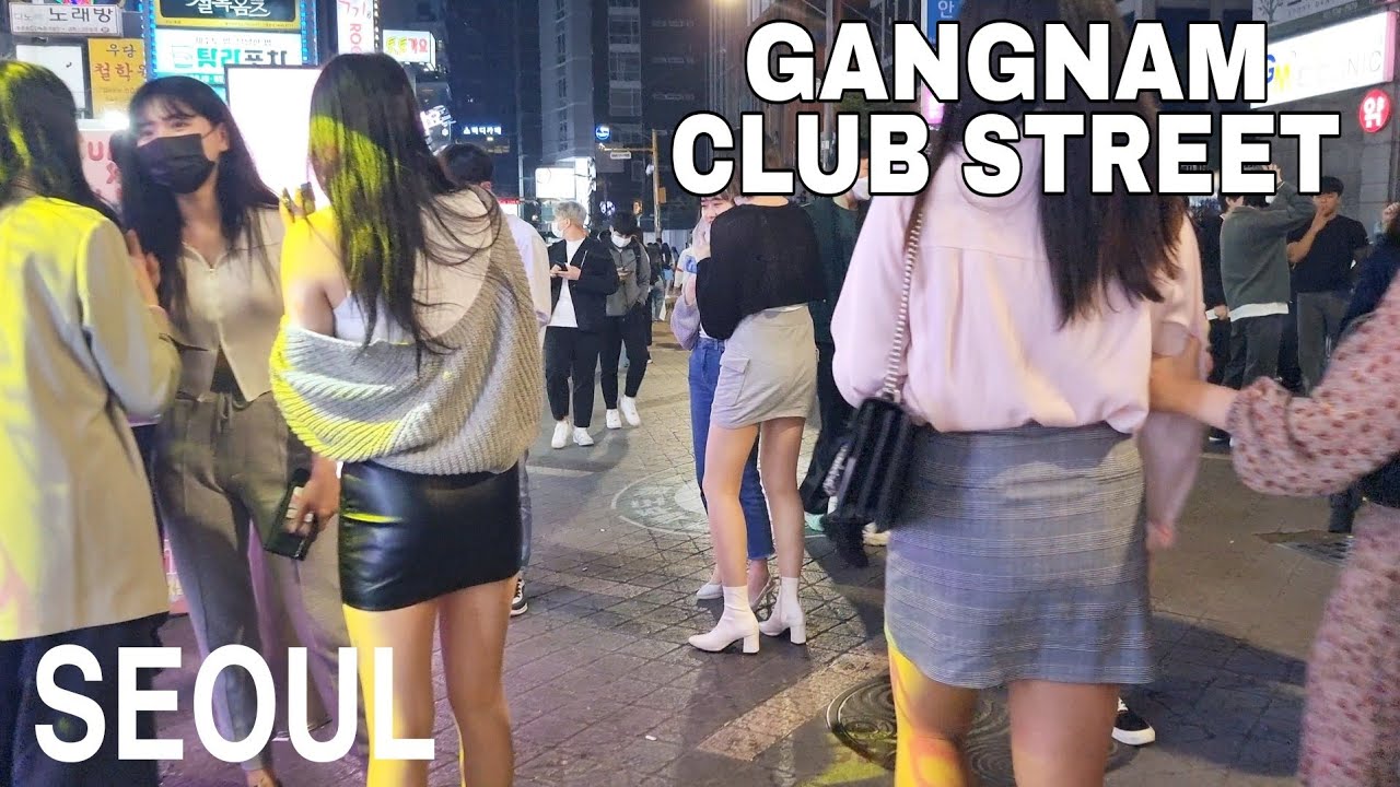 [4K] Seoul saturday night walking in gangnam club streets,long queue to enter the night club