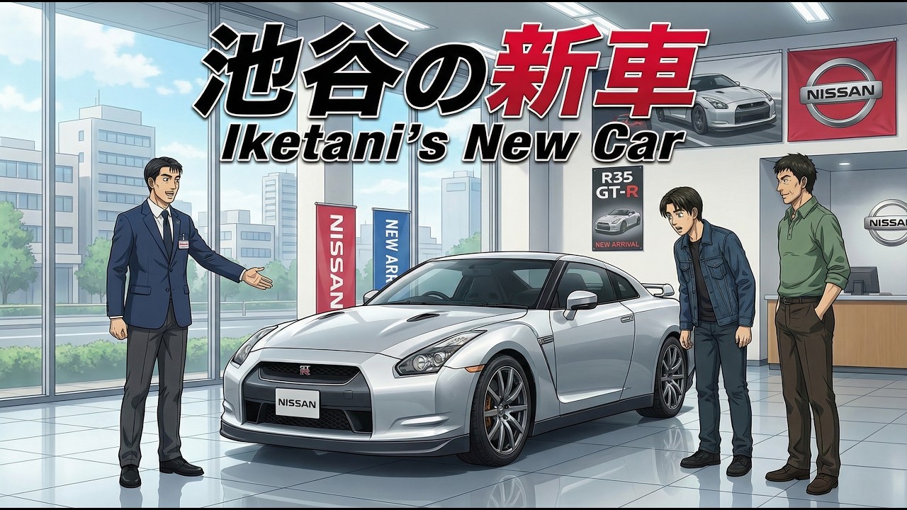 Initial D Anime Takumi Fujiwara Goes to The Nissan Dealership with Iketani to Purchase A New Car