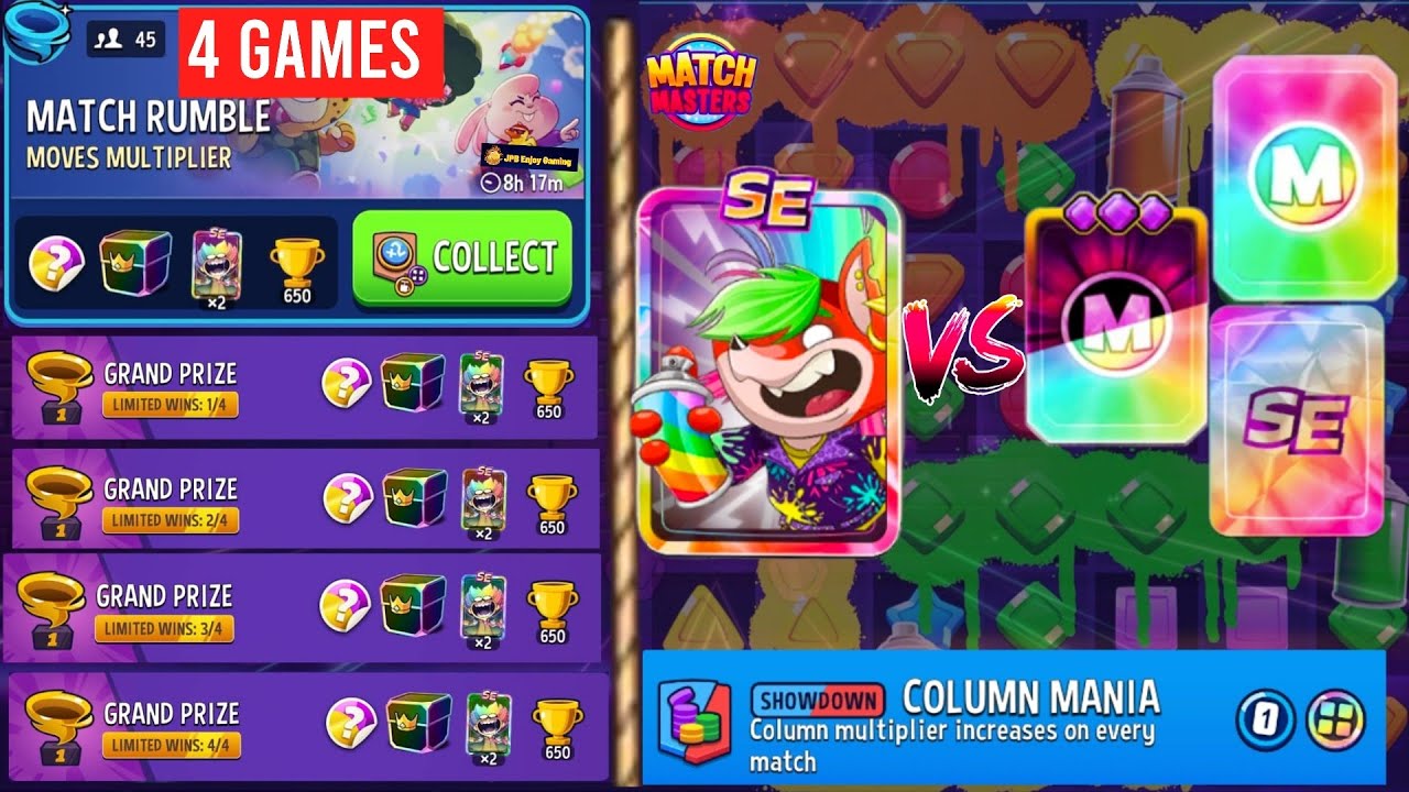 SHOWDOWN Column Mania/(4 GAMES) Match Rumble Moves Multiplier Blow'Em Up Super Sized