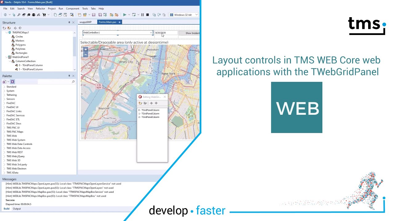 Layout controls in TMS WEB Core web applications with the TWebGridPanel