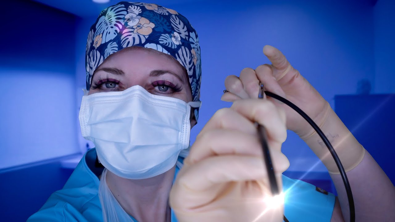 ASMR Bronchoscopy Exam - Latex Gloves, Throat Spray, Cannula, Writing, Crinkles, Personal Attention.