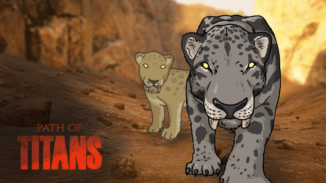 The Cat hunting Dinosaurs  | Smilodon gameplay | Path of titans