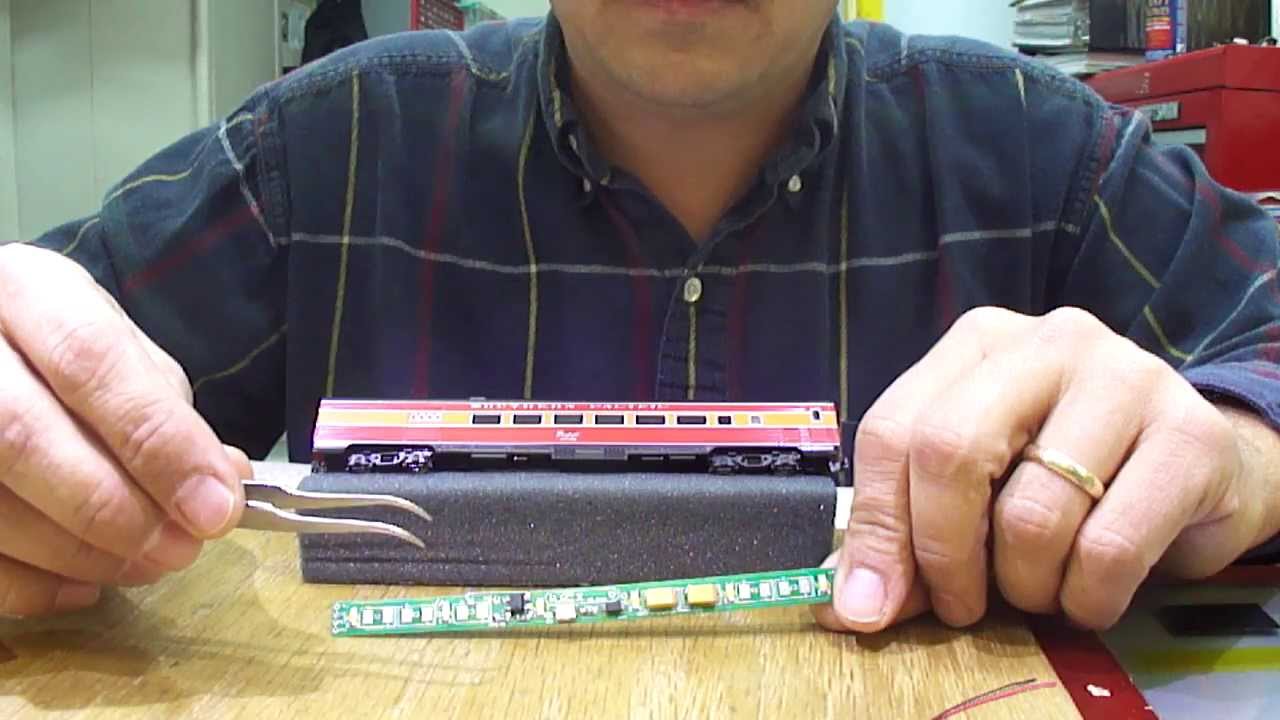 www.SBS4DCC.com - N Scale Kato Passenger Car Light Kit Installation Demonstration