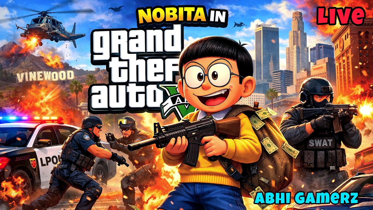 🔴 LIVE GAT V : Nobita Gone Wild | GTA5 😱🔥GTA V with Abhi Gamerz Live |