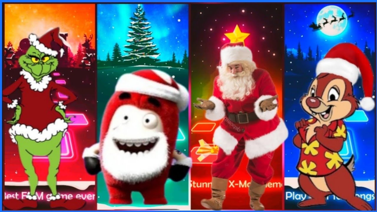 Grinch - Oddbods - Santa Claus - Chip n Dale | Tiles Hop EDM Rush #tileshop#shubgamer777#santaclaus