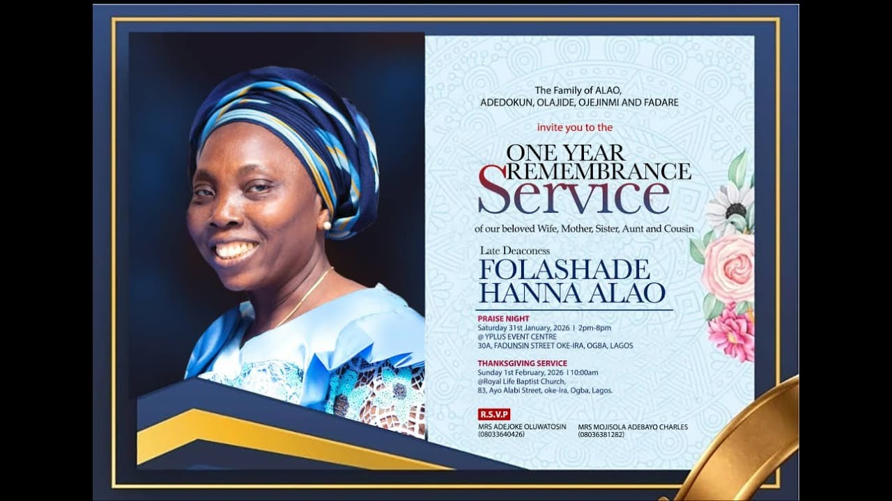 🎉CELEBRATION OF LIFE II REMEMBRANCE/THANKSGIVING💖LATE DNS. FOLASHADE H. ALAO 🕊 II 1ST FEBRUARY 2026