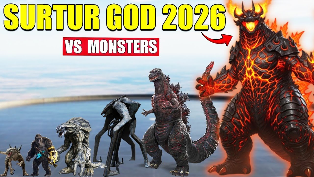 Surtur Godzilla vs Giant Monsters | 3D Monster Size Comparison 2026