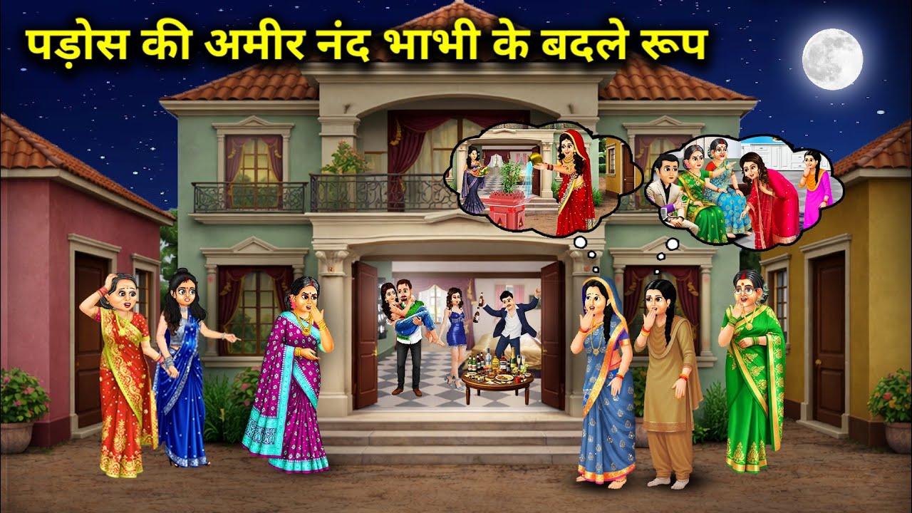 पड़ोस की अमीर नंद भाभी के बदले रूप||Hindi Cartoon Stories||The wealthy sister-in-law from the nei