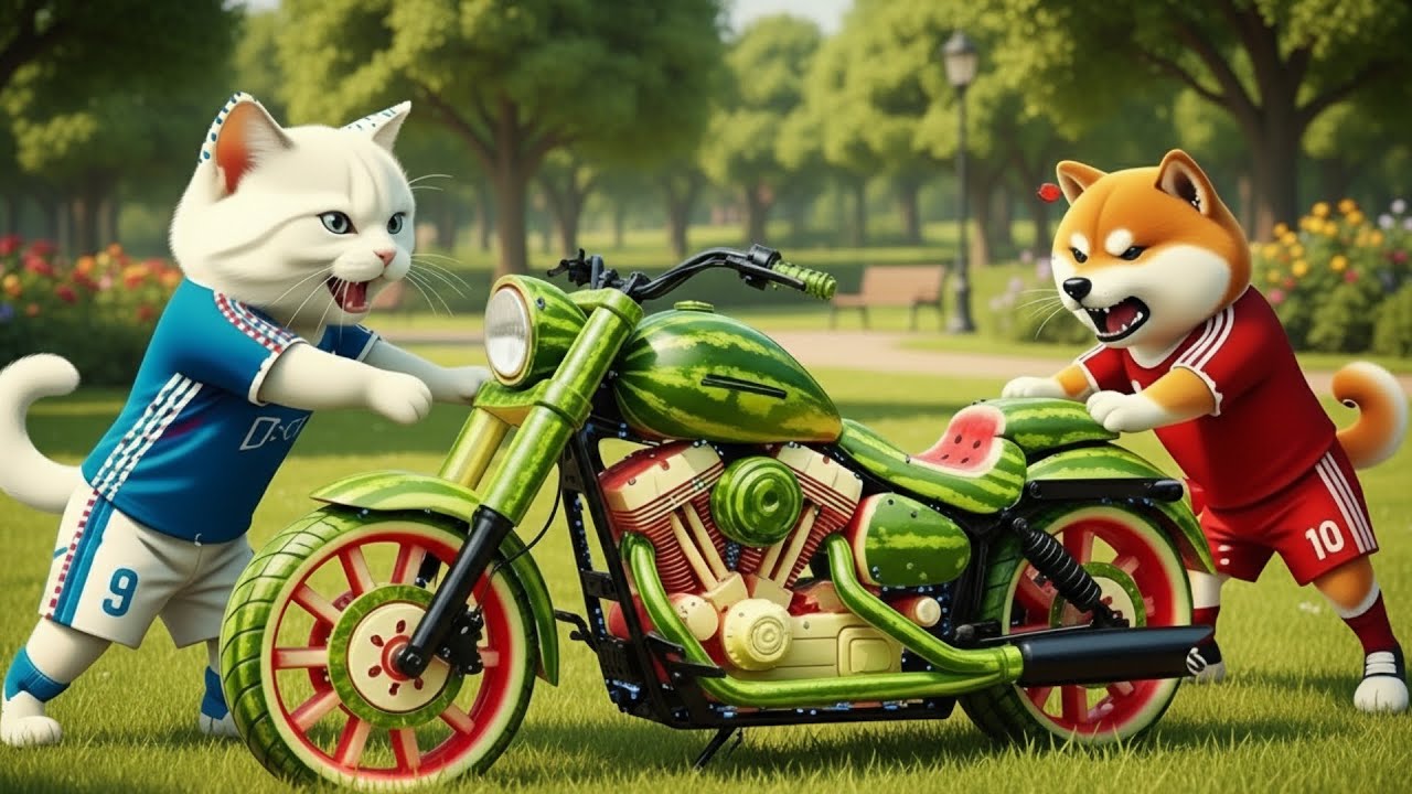 Meow Messi Built a Funny Watermelon Scooter 😅 | Meow Ronaldo’s Unreal Moment | Ai Cat Story