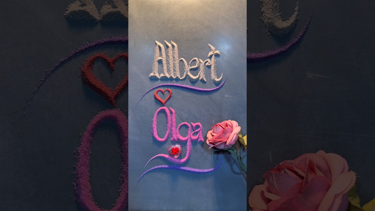 Para 💕 Albert i Olga | Pięknie napisane piaskiem | kaligrafia | ASMR #sztuka #para #asmr