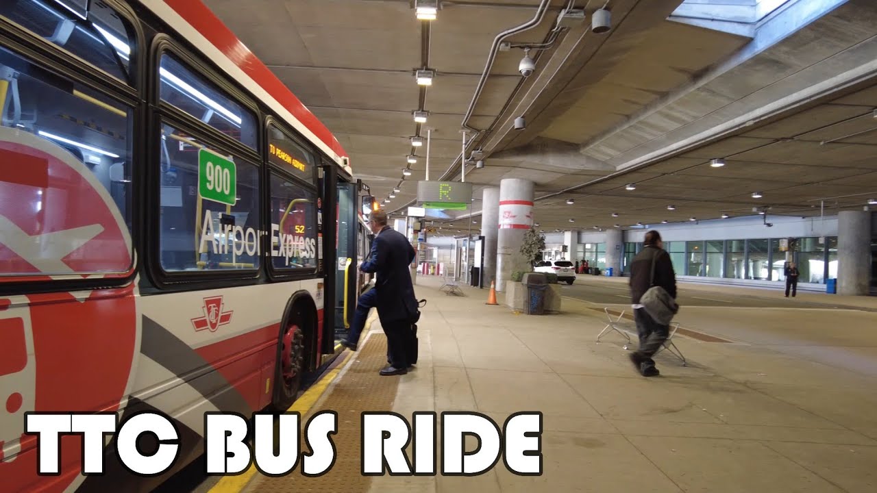 TTC 900 Express Bus Ride from Kipling Station to Toronto Pearson International Airport Terminal 1