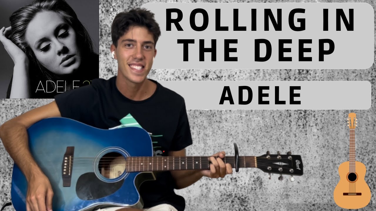 Adele - Rolling In the Deep (guitar tutorial + FULL guitar cover with tabs|chords on screen) 🎸🎵