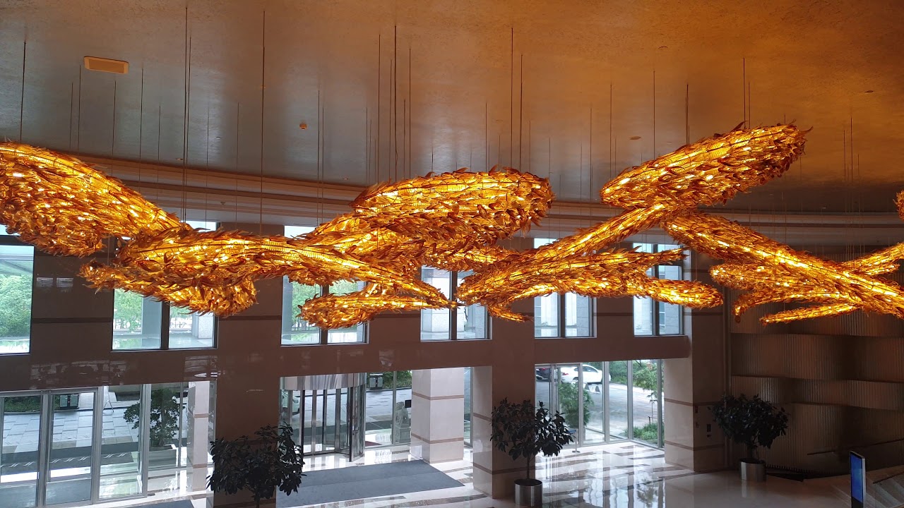 Beautiful ceiling decoration at DoubleTree by Hilton Hotel Hangzhou East foyer 杭州和达希尔顿逸林酒店