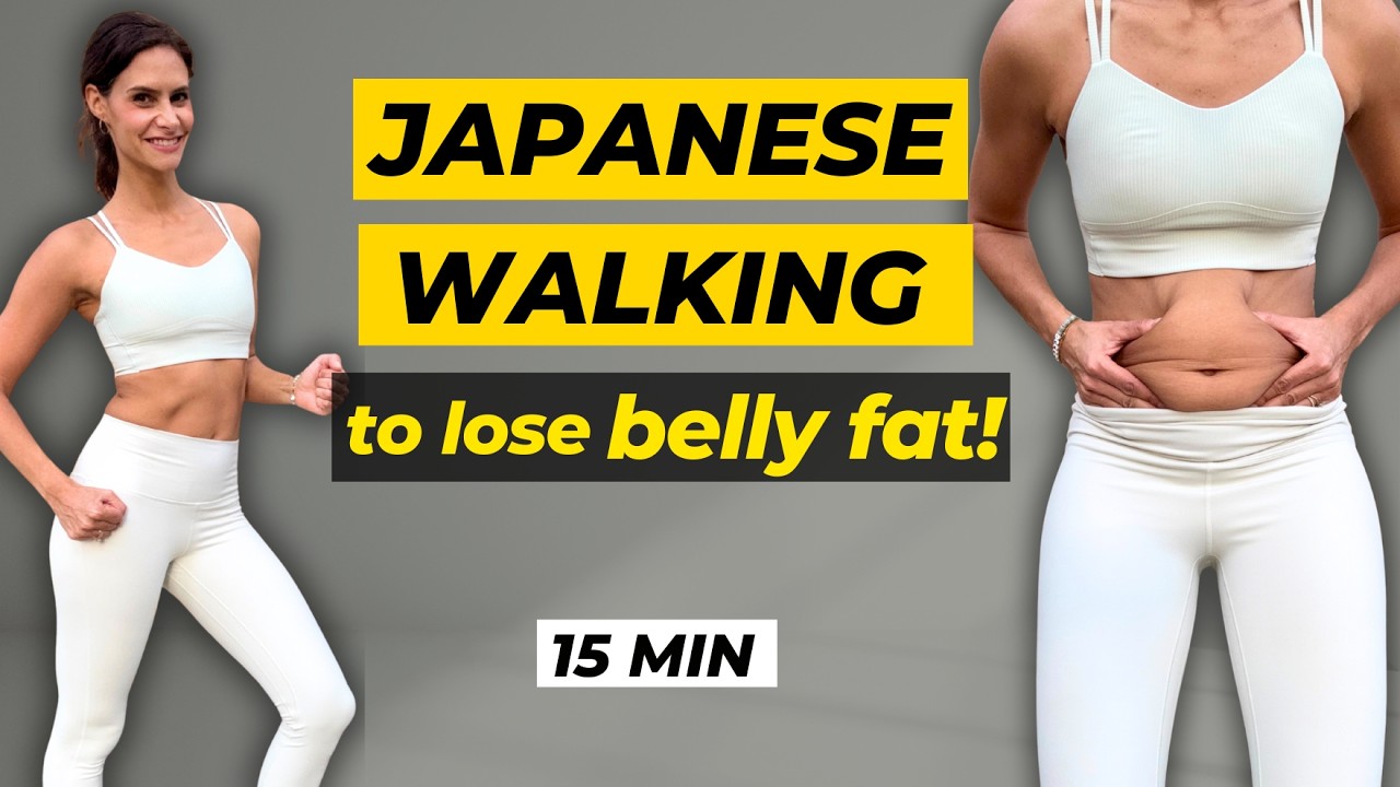 15 Min Japanese Walking Workout to Lose Belly Fat (At Home, No Equipment)