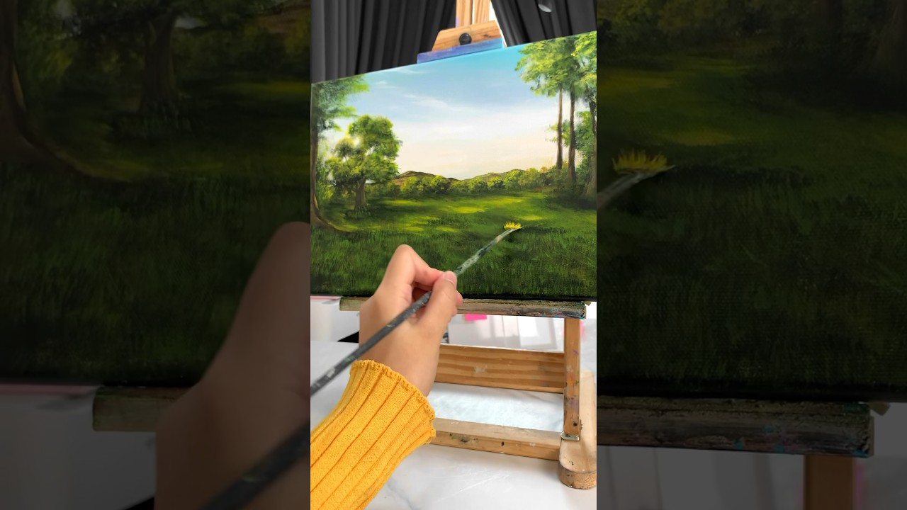 Grass painting tutorial with acrylic #howtopaint #grasspainting