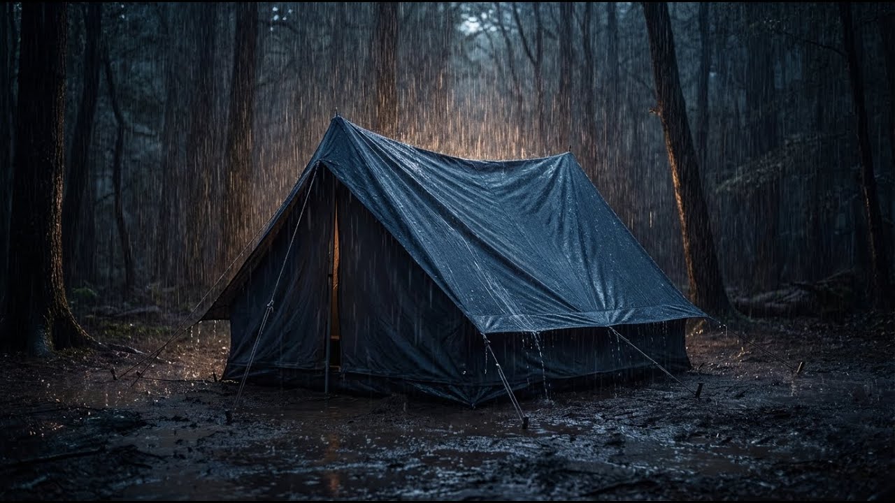 Heavy Midnight Rain on Tent in Dark Forest 🌧️ | Deep Sleep & Total Relaxation Sounds