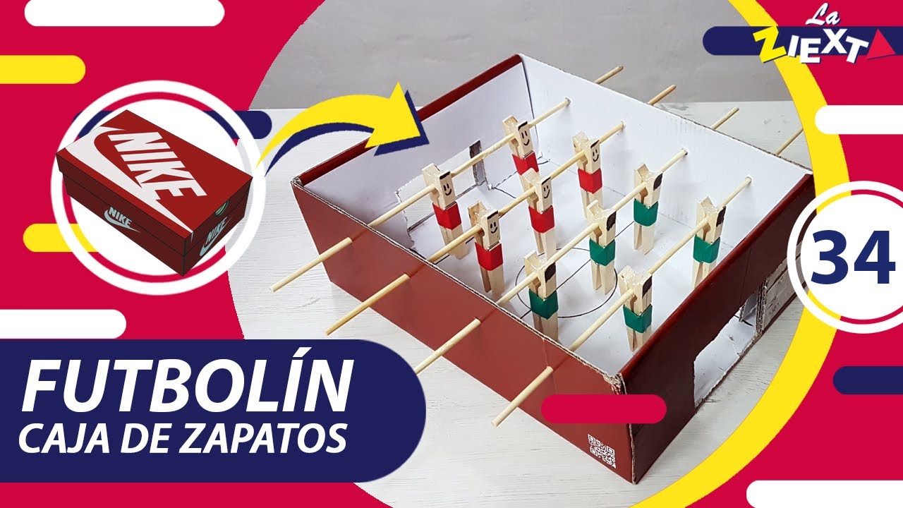 DIY -  FUTBOLÍN/ METEGOL CASERO con una CAJA de CARTÓN