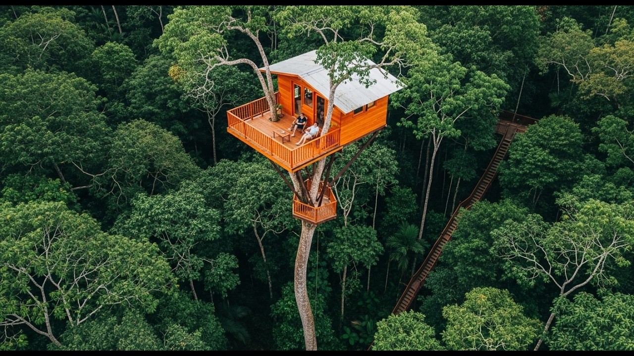 Touching the Clouds — Building a Survival House Where Only Birds Dare to Fly | bushcraft skills
