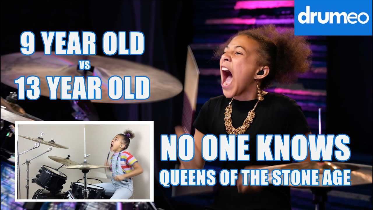 No One Knows - 9 Year Old VS 13 Year Old Nandi  - Drumeo - Queens of the Stone Age
