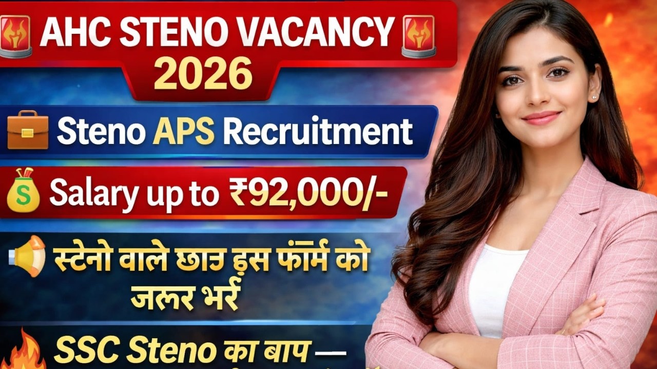 AHC Steno Vacancy 2026 | APS Recruitment | Salary ₹92,000 | Steno वाले Form जरूर भरें