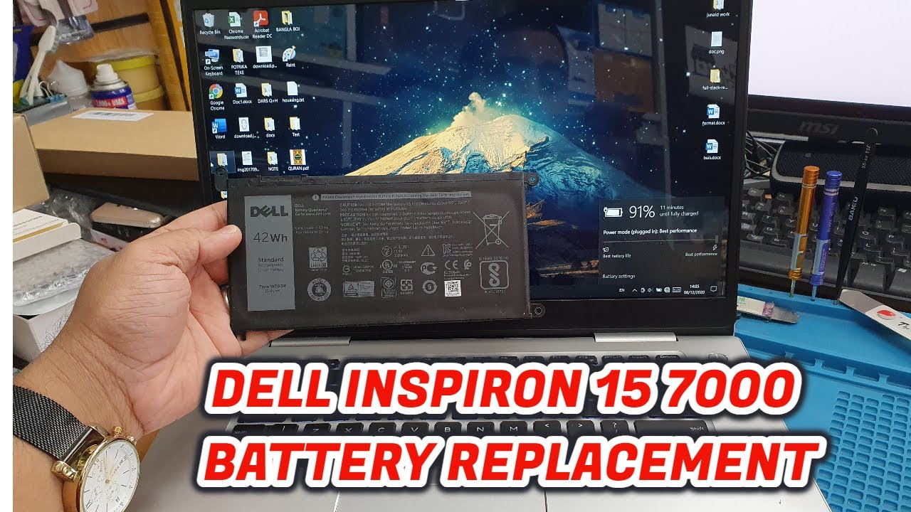 Как заменить аккумулятор на Dell Inspiron 15 7000