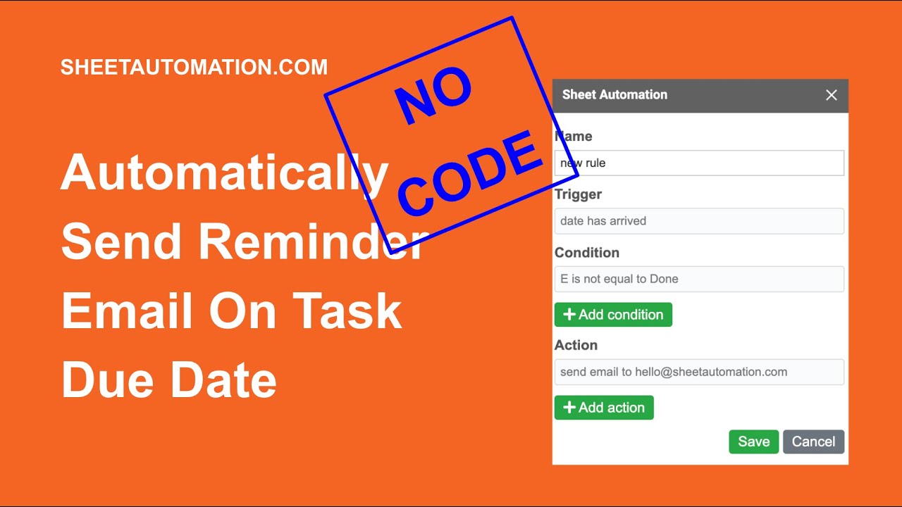 Automatically send reminder email when task is due in Google Sheets