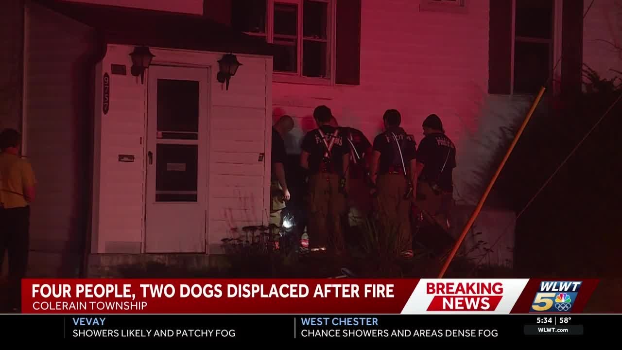 Fire: 4 people, 2 dogs displaced after overnight Colerain Township house fire