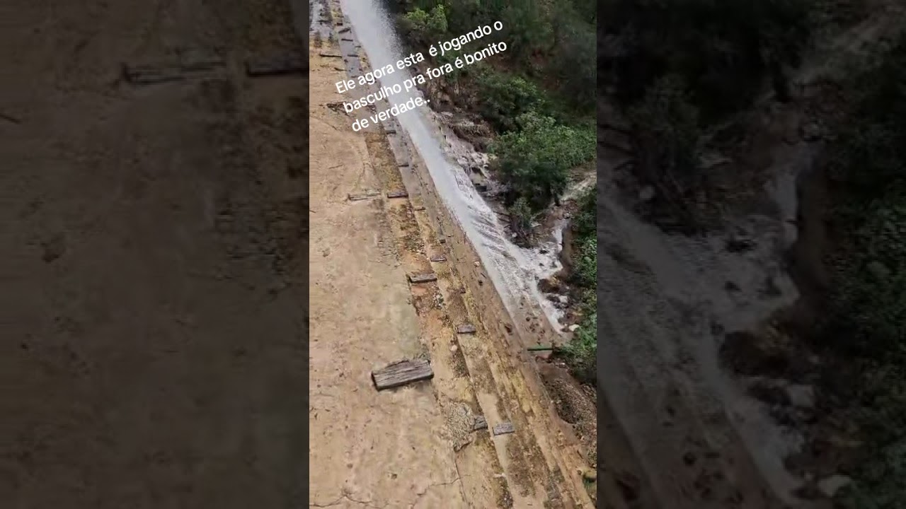 Barragem da fábrica  Nassau em Fronteiras Piauí 04,03,2026 está sangrando é bonita da verde..