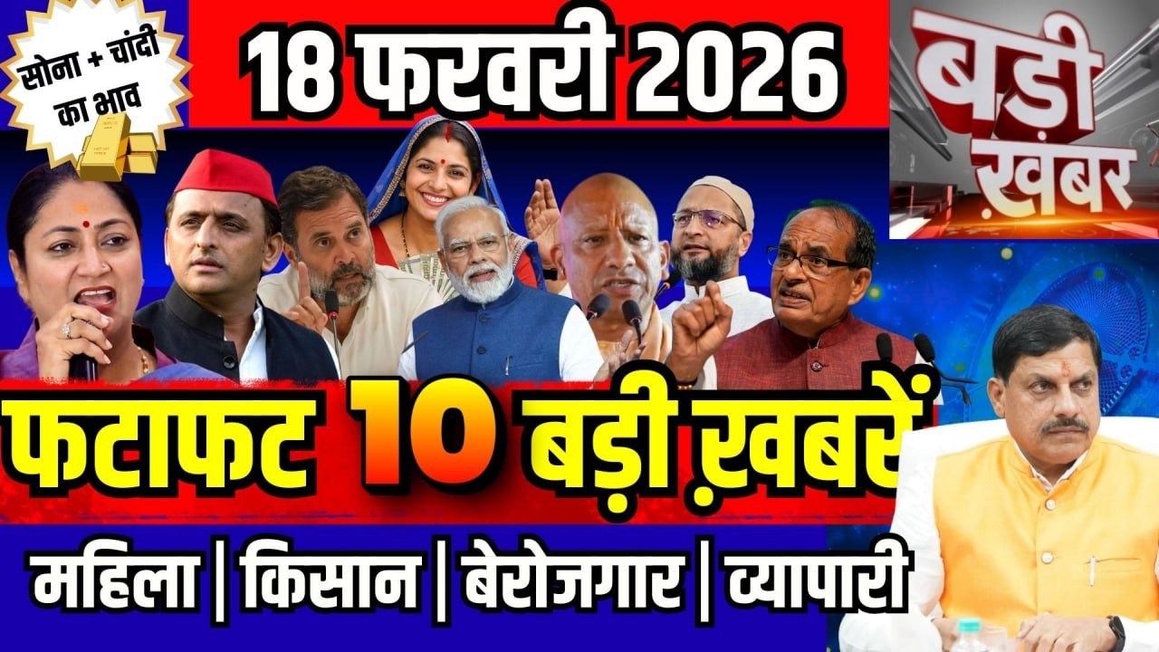 फटाफट ख़बरें 18 फरवरी 2026 reaking News आज के मुख्य समाचार CM Mohan Yadav Narendra modi, Rahul