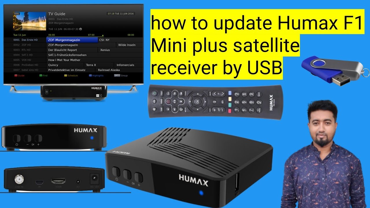 How to Update software | Humax F1 Mini plus satellite receiver by USB | repair humax | MAMUNTECH