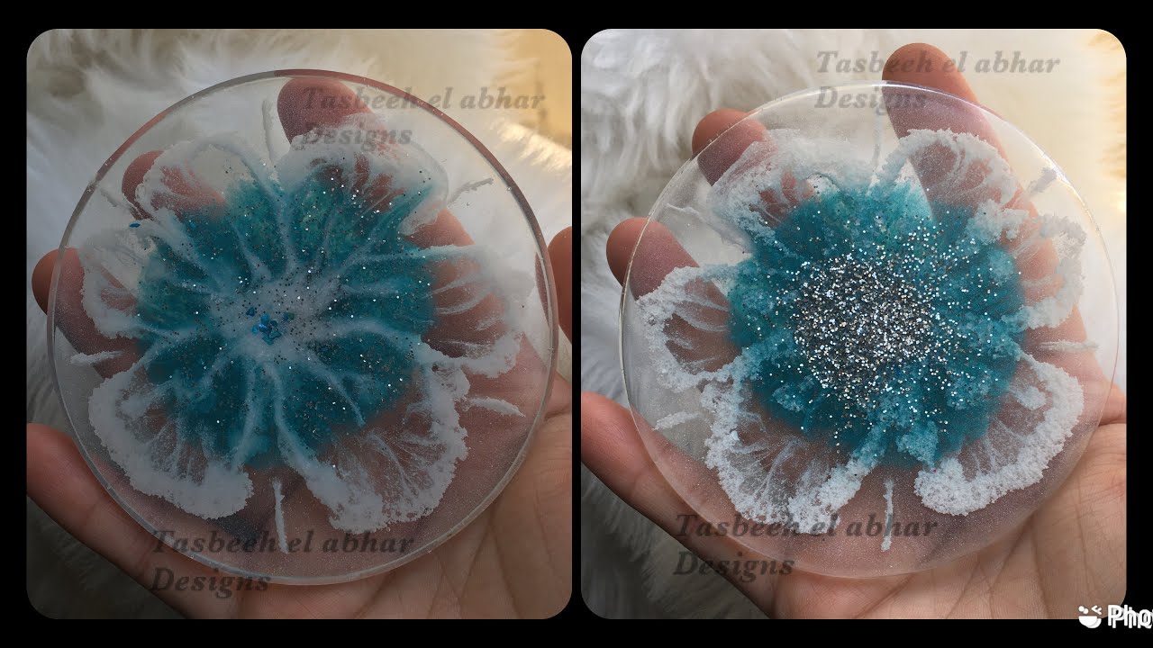 كوستر جدبد بتكنيك الورد بالريزن بكل تفاصيله و نصايح مهمه Flower technique resin coaster tutorial