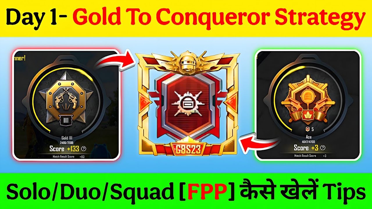 🇮🇳FPP SOLO : DAY 1- GOLD TO CONQUEROR STRATEGY | SOLO/DUO/SQUAD TIPS & TRICKS C9S25✅️