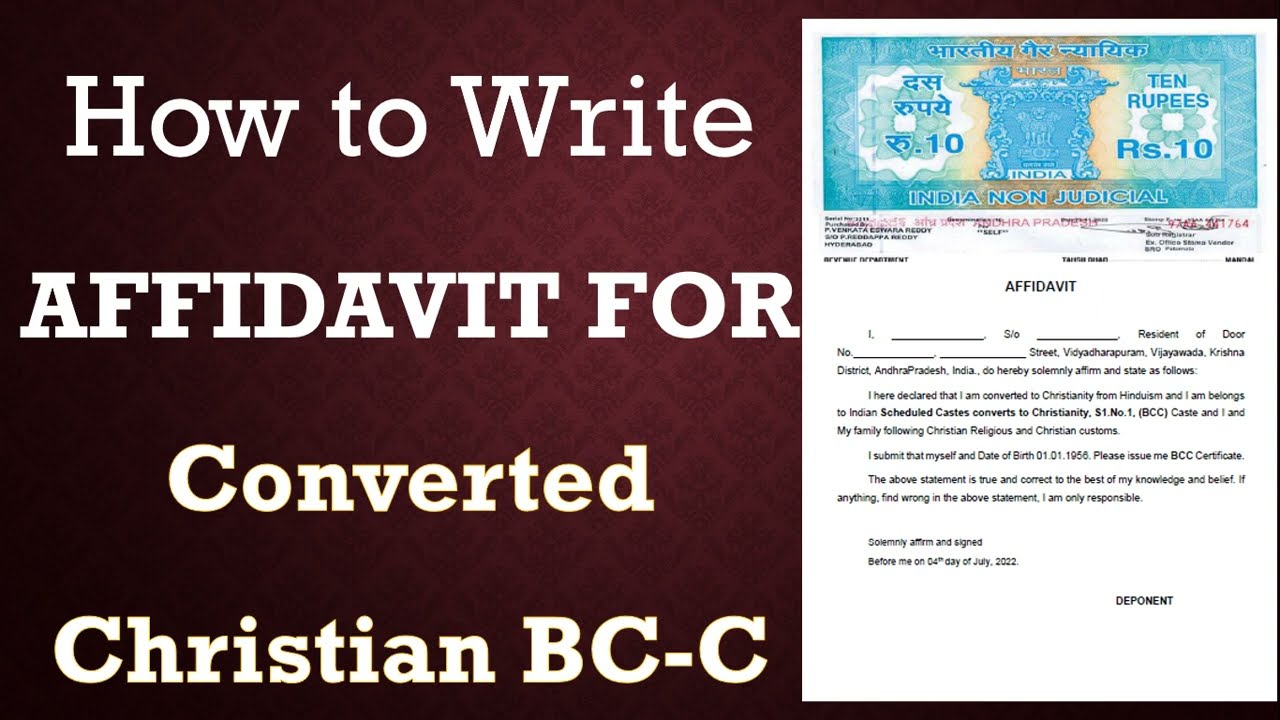 Affidavit for schedule castes CONVERTERS to Christianity and their progeny (BC-C)