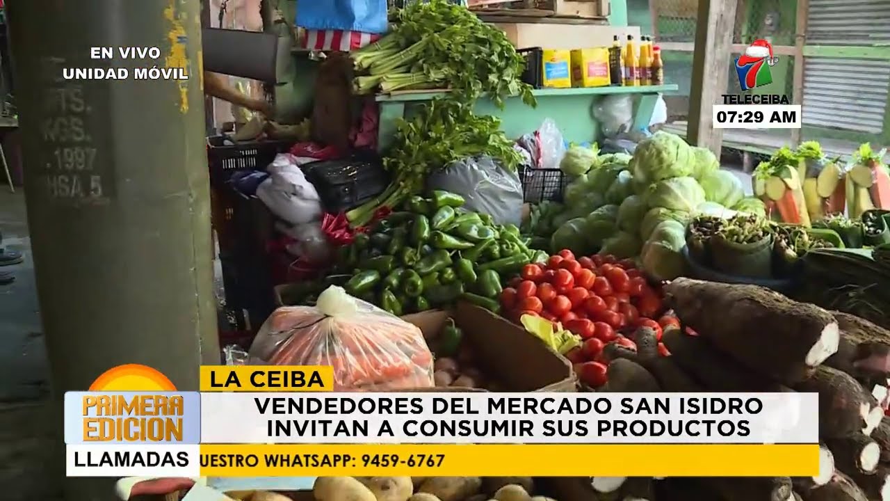 Vendedores del mercado San Isidro de La Ceiba invitan a consumir sus productos